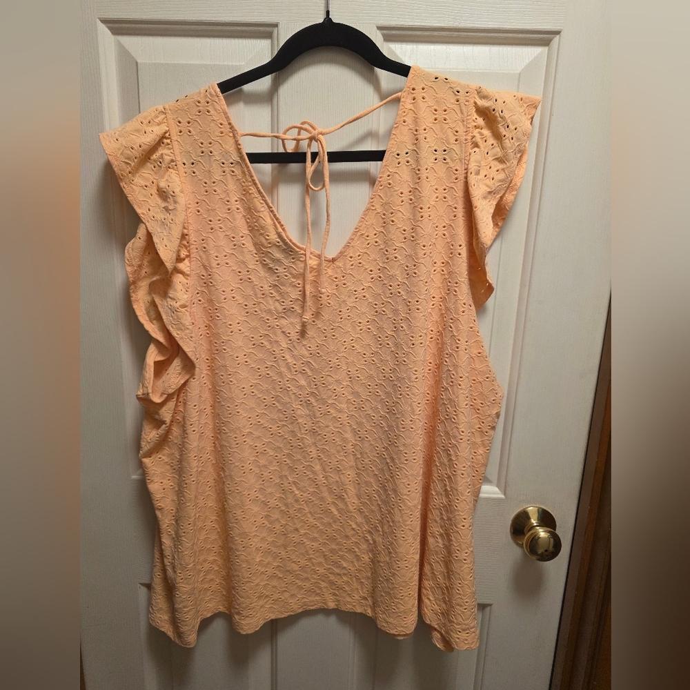 Ava & Viv Peach Eyelet Shirt Size 4x - Picture 5 of 6